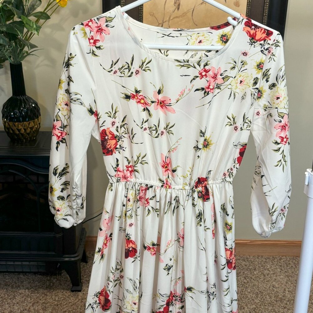Floral Evening Maxi Dress With Huge Flare